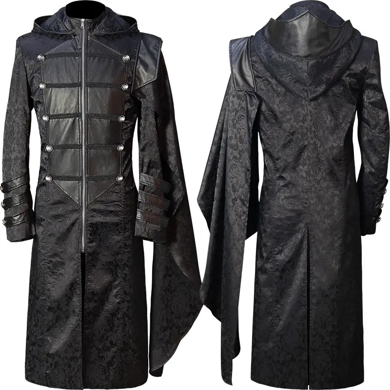 Manteau imperméable en cuir Steampunk, costume gothique de chevalier, Pirate, écarteur, Trench-Coat, costume Cosplay, Costumes rétro, Cape