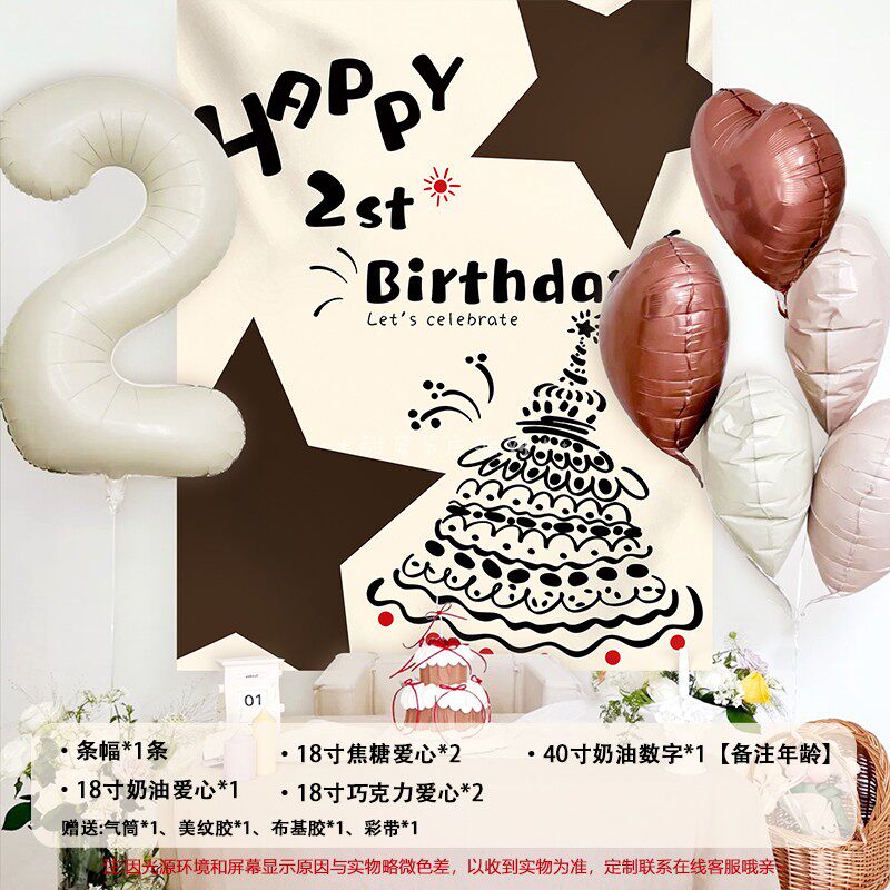 Banner de pastel de cumpleaños estilo 04 con globos.