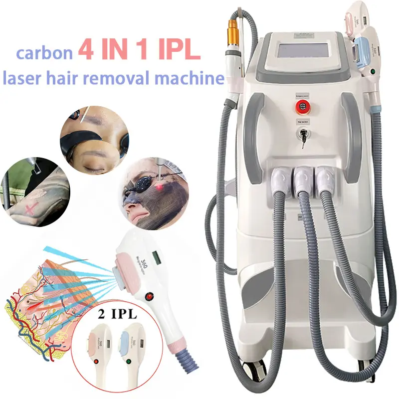 Machines multifonctions 4 en 1 q commuté nd yag carbone rf pour le visage machine d'épilation elight opt ipl diode d'épilation