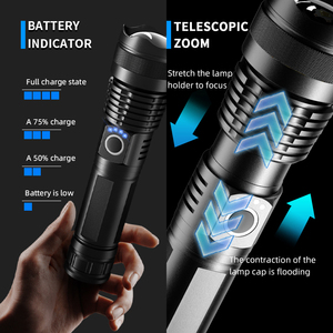 Helius New XHP70 Railway Command Baton Torch Telescopic Zoom Type-C <strong>Input</strong> <strong>and</strong> <strong>Output</strong> Tactical Led Flashlight - Product Image 4