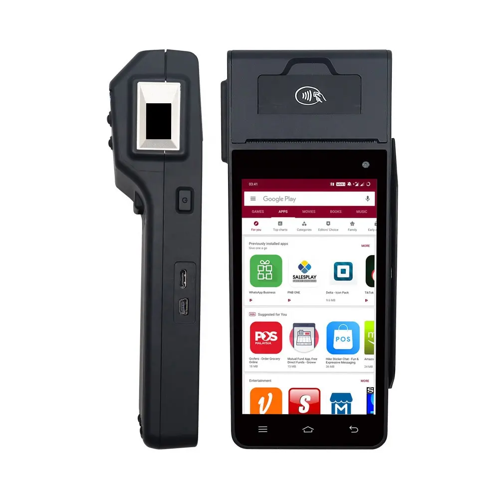 Умный 4G все в одном портативный мобильный сенсорный экран android POS с 58 мм принтером 2D сканер штрих-кода биометрический сканер отпечатков пальцев