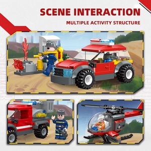 JIESTAR Top Sell Small Cheap City Series Fire Rescue Command Vehicle Fire Boat Helicóptero Fire Engine Modelo Building Block Set