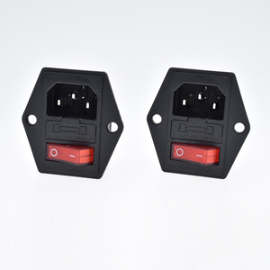 IEC320 AC250V 10A C14電源ソケット (ヒューズ付き) 13Aロッカースイッチ赤はライト3ピンオス産業用コネクタを示します - Product Image 3