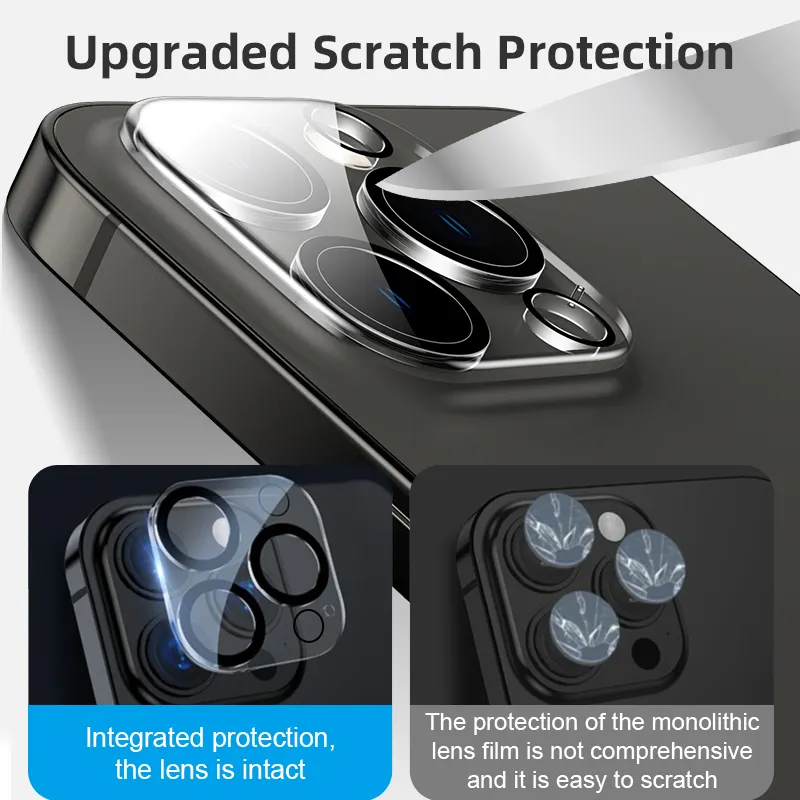 Protection 3D anti-rayures pour iphone 14 13 12 11 pro max protecteur d'objectif d'appareil photo protecteur d'objectif en verre trempé