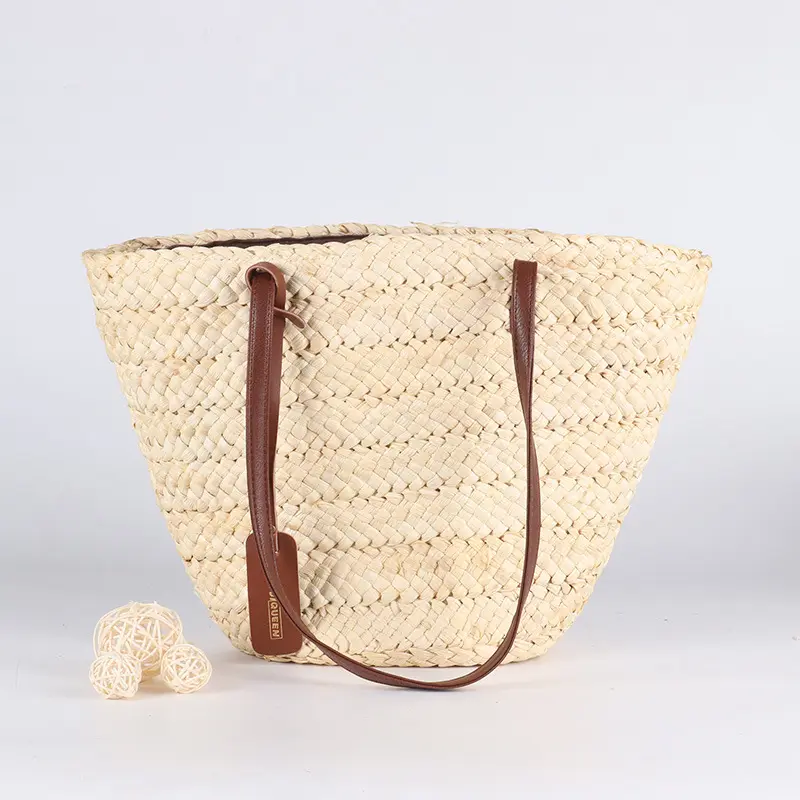 Bolso grande de paja 2023 para mujer, Rafia De Playa, tejido de paja de gran tamaño, bolso de playa Natural Bali para verano, bolso de paja de rafia de cuero