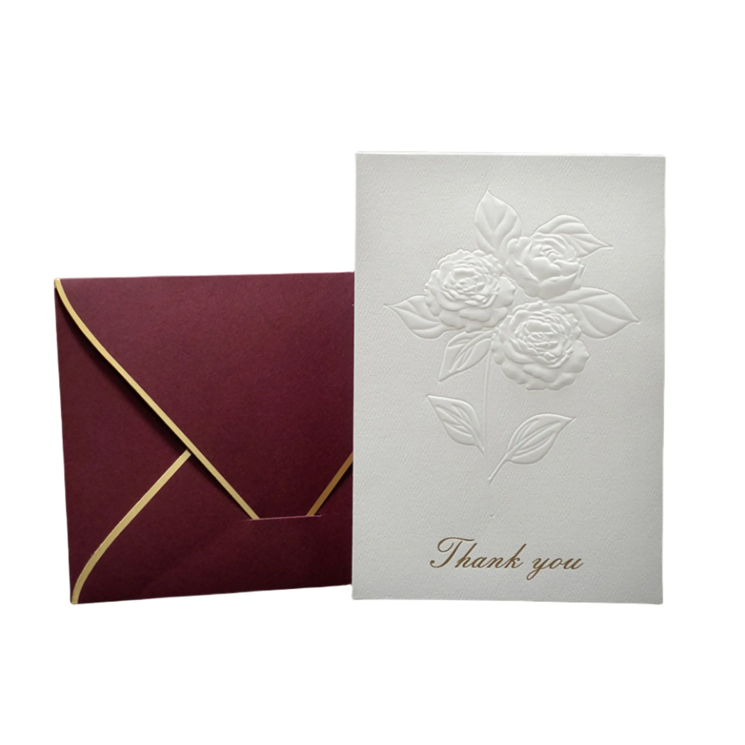 طقم بطاقات ظرفية فاخرة مخصصة بطباعة ذهبية محفورة لدعوات "thank you" للبيع