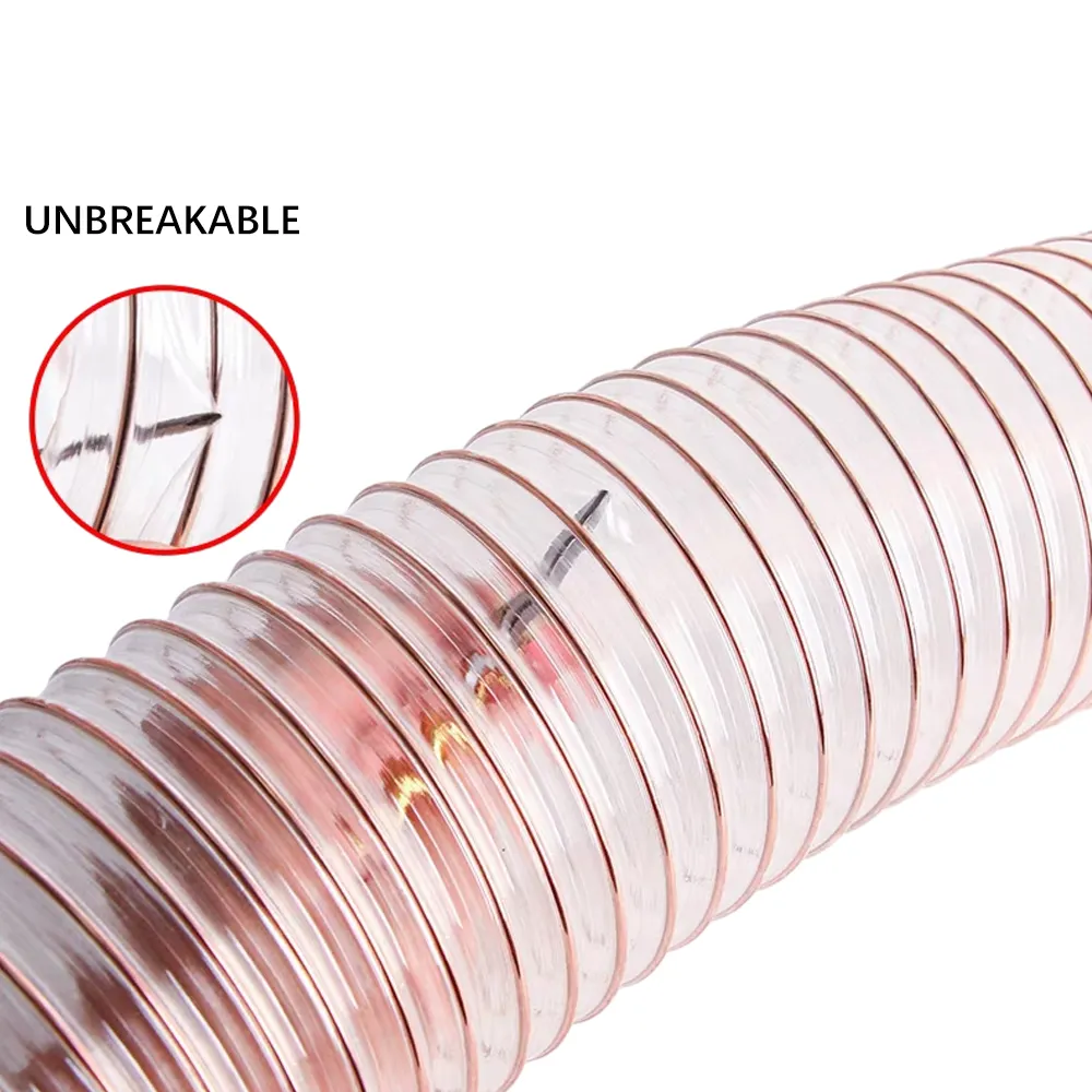 Dépoussiéreur renforcé en fil d'acier PVC ondulé flexible rétractable tuyau d'aération de la sécheuse pour aspirateur