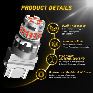 AUXITO3157赤色LEDストロボ点滅ブレーキテールライト駐車電球 - Product Image 3