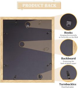 8x10額縁、マット付き5x7またはマットなし8x10の画像を表示、壁掛けフォトフレーム - Product Image 3