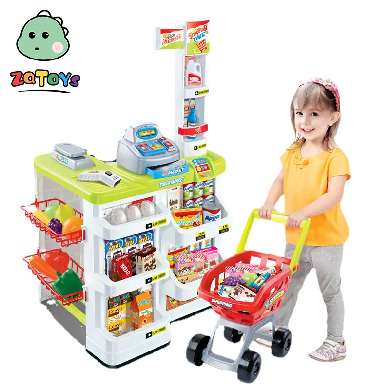 Zhiqu New Children's Simulation Supermarket Shopping Kiosk Cart Set Every Scan Checkout Toys