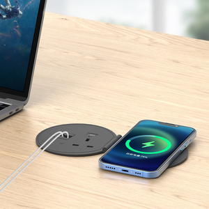 1 salida del Reino Unido 2 cubierta abatible USB enchufe de ojal de alimentación oculta de escritorio 3 en 1 enchufe de mesa de oficina con cubierta de carga inalámbrica de 5W - Product Image 6
