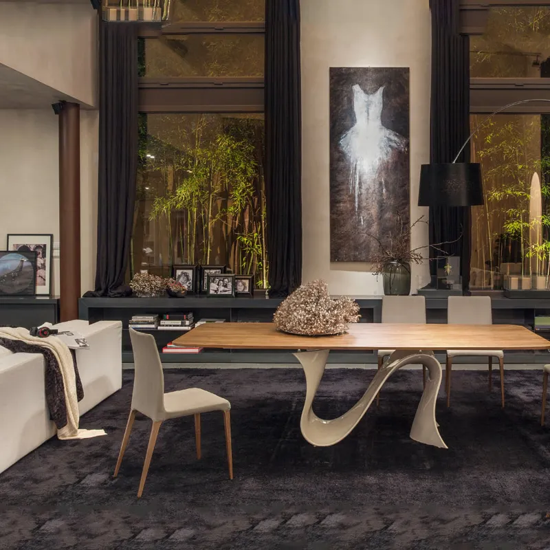 Jogo de sala de jantar com design clássico, conjunto de fibra de vidro temperado e cadeira de jantar