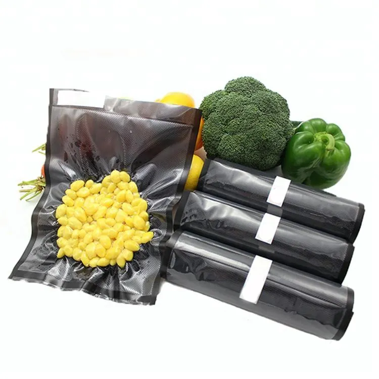 Bolsas selladoras al vacío de almacenamiento de alimentos, de nailon negro, de grado alimenticio