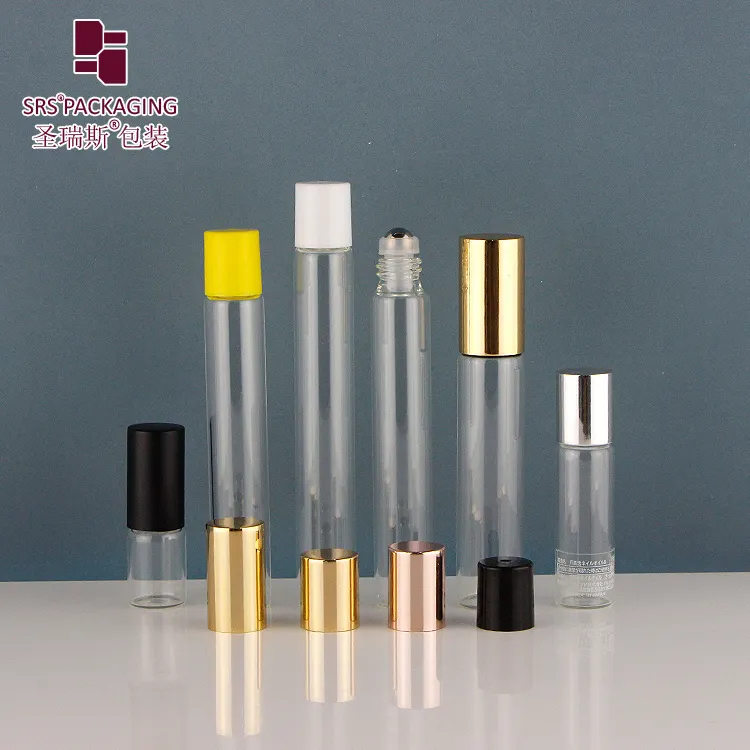 Produk Stok Botol Parfum Kaca Kosong 8Ml 10Ml Bening dengan Tutup Aluminium Emas