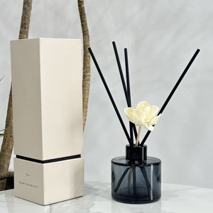 Toptan lüks 100ml 200ml boş yuvarlak siyah kamışlı cam oda kokusu şişe sopa ve kutu ile Aroma yağı difüzörü - Product Image 3