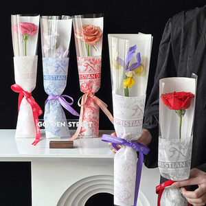 Changyi luxe unique Bouquet emballage sac rétro impression étanche <span class=keywords><strong>Transparent</strong></span> fleur papier d'emballage haute <span class=keywords><strong>Film</strong></span> plastique