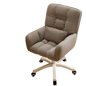 Comfortable Flannelette Computer Chair with Back Armrest Ins Solid Color Study Chair Dormitory Bedroom Can Lift Lazy <strong>Swivel</strong> Chai - Product Image 2