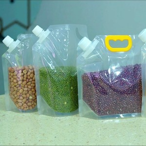 China Manufacturer Custom Printed Eco Friendly Design Grain Mung Bean Reusable Stand up Spout Nozzle Clear Plastic Package <strong>Pouch</strong> - Product Image 2
