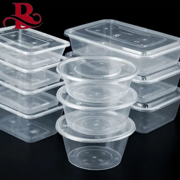 Kunststoff rechteckige runde 650ml zum Mitnehmen transparente Suppen schüssel Verpackung Einweg verpackung Lebensmittel behälter mit Deckel mikrobierbar