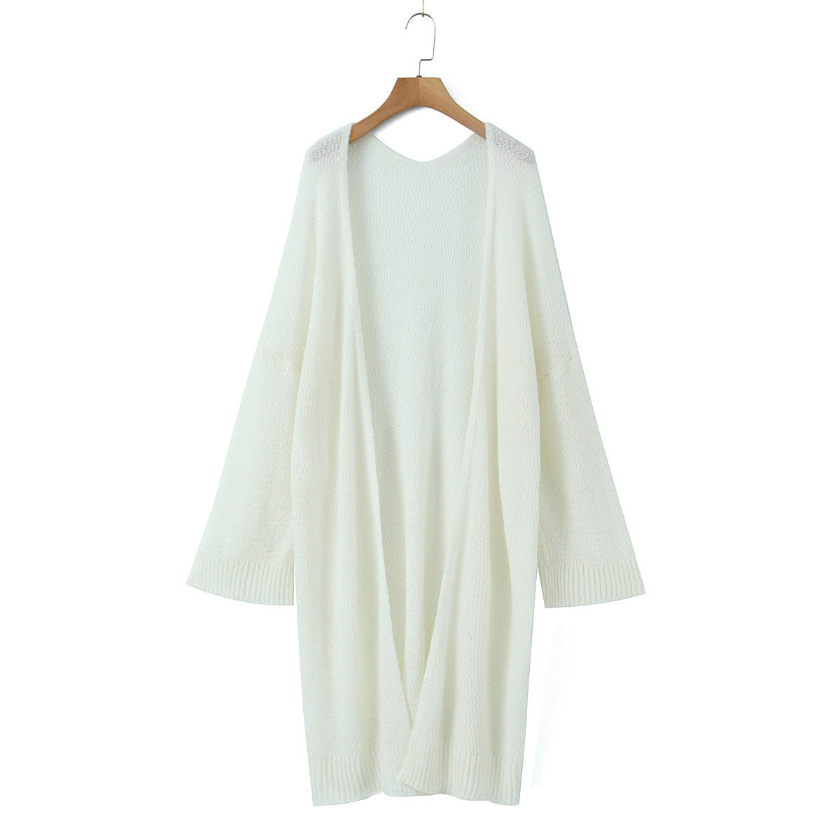 เสื้อคาร์ดิแกนยาวสีขาวพีช