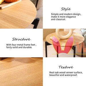 Round Coffee <strong>Table</strong> Set of 2 <strong>Nesting</strong> Side <strong>End</strong> <strong>Tables</strong> for Living Room Wood Tabletop and Sturdy Metal Frame <strong>Nesting</strong> <strong>Tables</strong> - Product Image 6