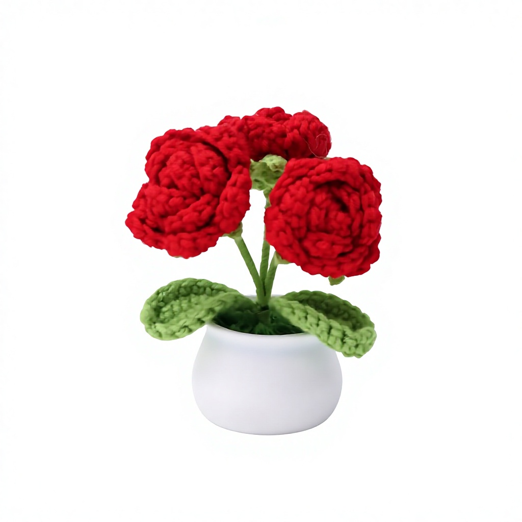 Rosa tre fiori rosso Cina-69 foglia verde-48 porcellana bianca ba