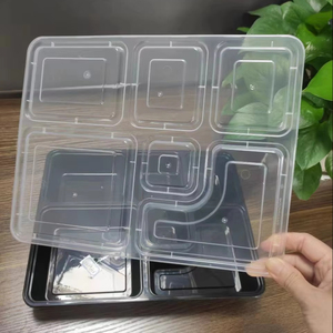 48OZ özel tek kullanımlık Bento öğle yemeği kutuları Microwavable ve Take-Away saklama kapları için Heatable plastik gıda bölmeleri - Product Image 3