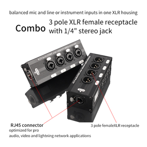 Caja adaptadora de Audio/DMX RJ45 a 4 XLR + 6,35, convertidor divisor de extensión de señal de red, Conector de enchufe Jack de montaje en enchufe compuesto