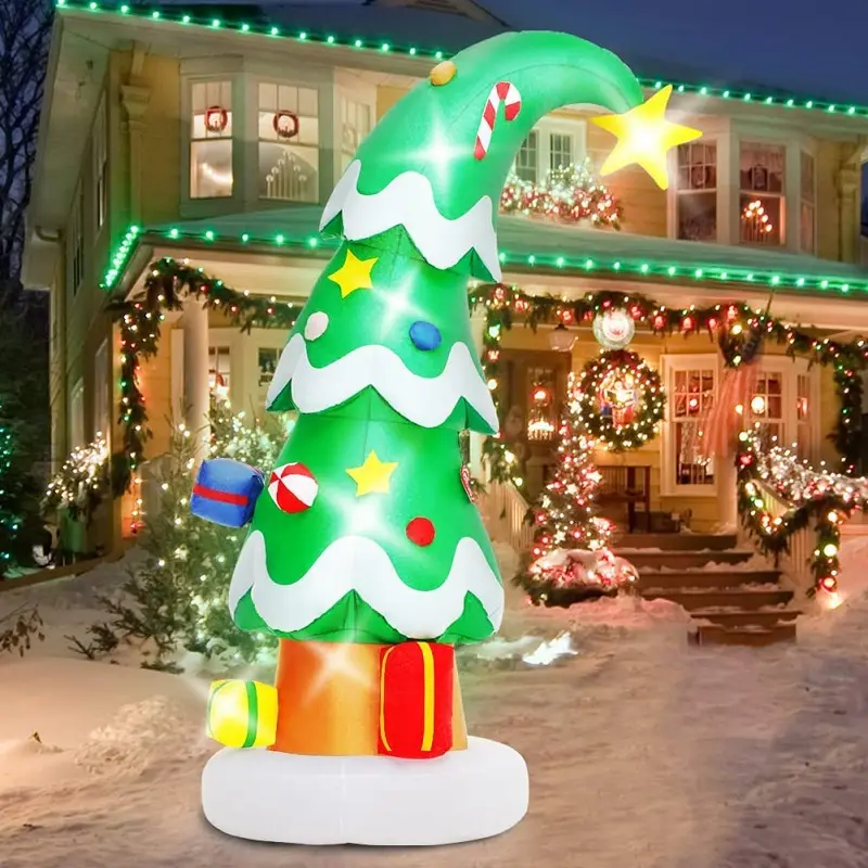 6 FT Weihnachten im Freien aufblasbare Dekorationen Weihnachts baum mit LED-Licht für Weihnachten Holiday Party Garden Lawn Decor