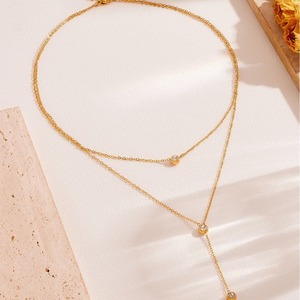 Simple Double Layer Titanium Steel Necklace Female Fashion Network <strong>Red</strong> Temperament Collarbone <strong>Chain</strong>
