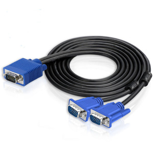 Divisor VGA macho a Dual VGA macho Cable 1 en 2 HD Monitor adaptador VGA a 2VGA pantalla monitor de computadora 1080P con para proyector
