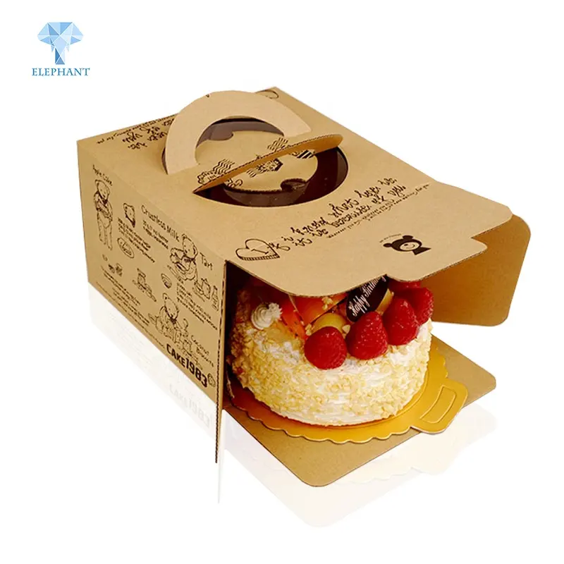 Caja de papel Kraft personalizada, embalaje para comida, cupcakes, almuerzo, pastel de cumpleaños