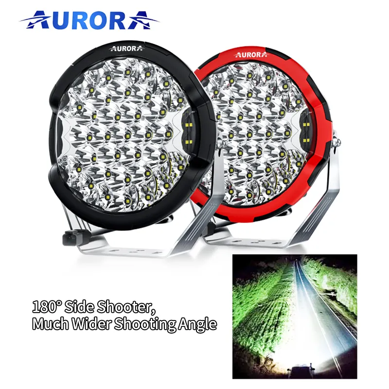 Faro led de charol AURORA para coche, luz de conducción de 9 pulgadas superbrillante, con Tirador Lateral