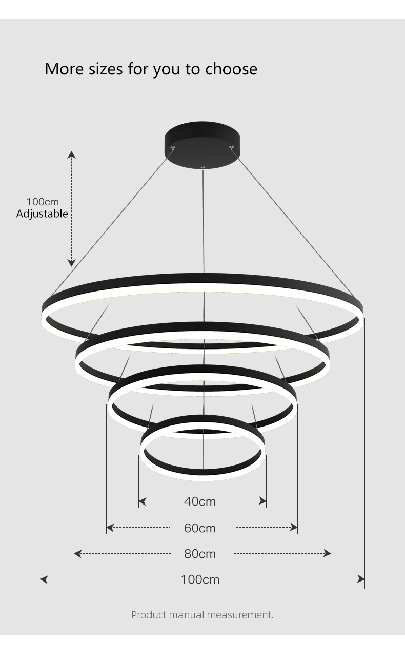 Modern nordic minimalist Restaurant living room decoration Aluminum Acrylic Circle Ring LED Chandelier