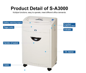 <span class=keywords><strong>A3</strong></span>紙商業用シュレッダーS-A3000 12枚クロスカットCDおよびクレジットカード電動