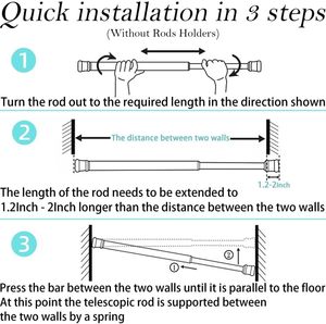 Aroddy có thể điều chỉnh mở rộng 30-80cm (11.8-31.5 inch) thanh rèm đặt không khoan căng lưới phụ kiện mùa xuân - Product Image 5