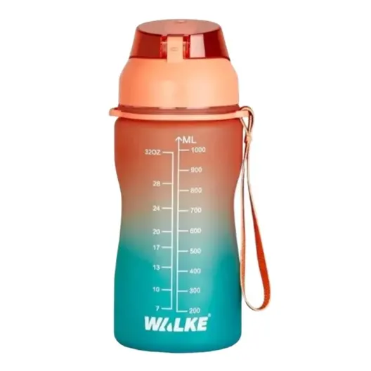 Botol air motivasi Tritan labu air (bebas BPA), botol air motivasi 1.0 Liter warna oranye