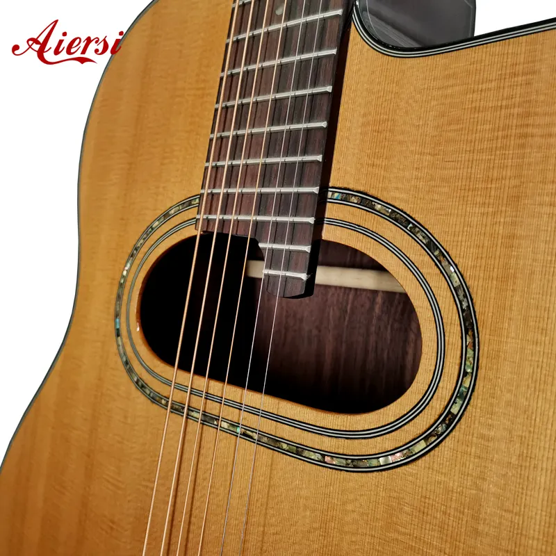 Aiersi marca artesanal alto grau sólido cedro Top personalizado vintage cigano jazz guitarra acústica para venda