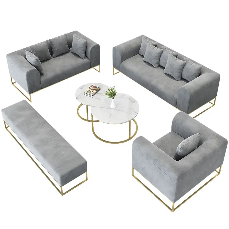 Meubles de luxe d'ensemble de sofa de velours de divans d'or pour le salon