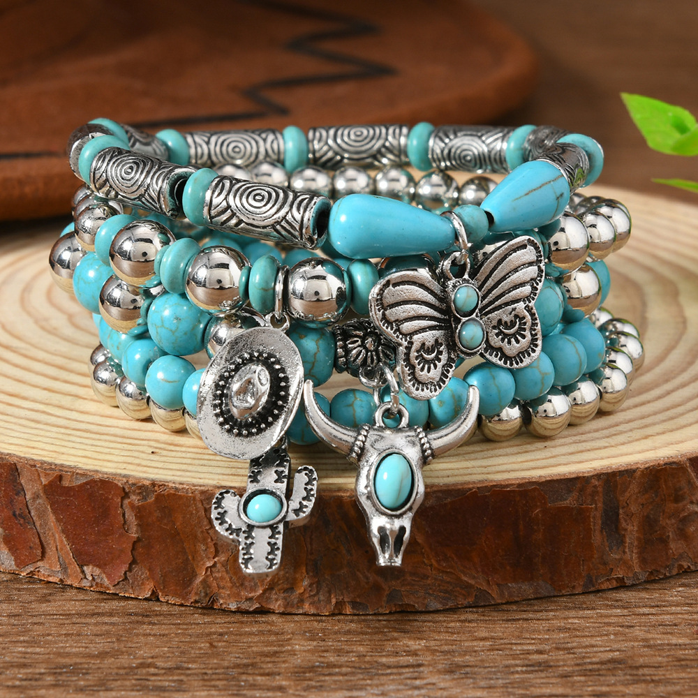 Ensemble 5 pièces en alliage turquoise papillon