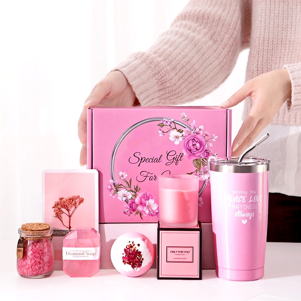 Ensemble cadeau de bain rose coloré