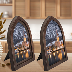 Klasik kemerli ahşap fotoğraf çerçevesi, sprey boya ile rustik 5x7 inç resim çerçevesi - Product Image 3