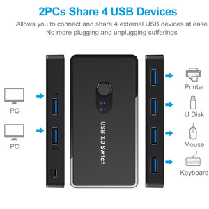 USB <strong>KVM</strong> <strong>Switch</strong> USB3.0 <strong>Switch</strong> Selector 2 Port PCs Sharing 4 Devices USB 2.0 for Keyboard Mouse Scanner Printer <strong>Kvm</strong> <strong>Switch</strong> Hub