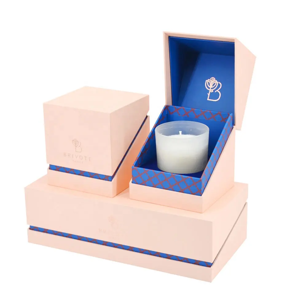 Embalaje de velas de marca personalizada, cajas de embalaje de velas personalizadas de lujo cuadrado de lujo