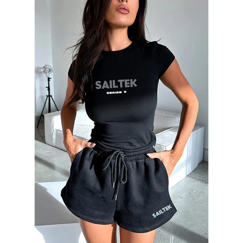 2024 Summer clothes biker shorts sets sportswear 2 piece short sets for women 2023 custom 2 piece crop tank top and shorts set