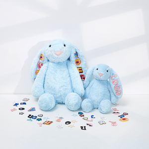 Yumuşak uzun çiçek kulaklar tavşan bebek kulaklar tavşan peluş oyuncak Bunny bebek Bonnie tavşan nakış alfabe yama ile özel LOGO - Product Image 3