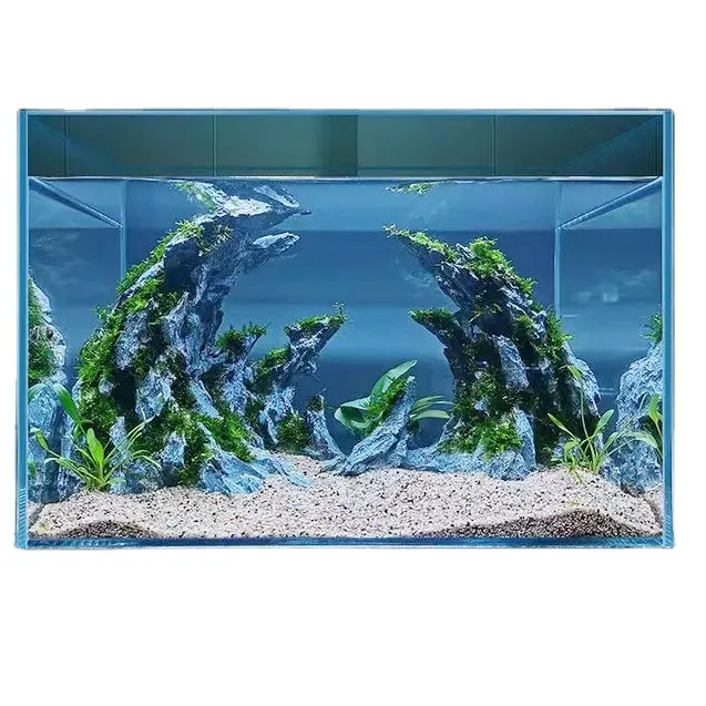 Affiche de fond d'aquarium moderne, pierre noire, HD, décorations de Aquarium, paysage