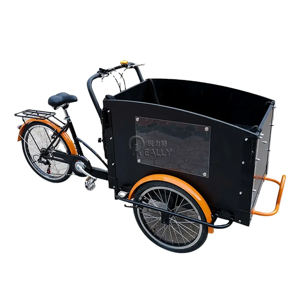 Electric Cargo Bike Trailer Frame Tricycle Tracks Bicycle With Cabin Heavy Load