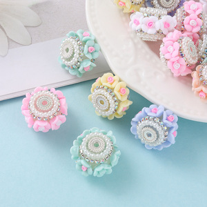 Yeni tasarım el yapımı boncuklu kalem aksesuarları akrilik çiçek boncuk toplu, 21mm plastik çiçek 3d kalem toppers için boncuklu kalemler - Product Image 4