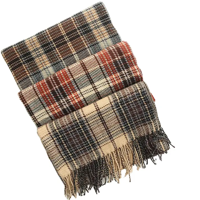 Sciarpa scozzese Vintage a righe moda autunno e inverno nuova nappa da viaggio calda scialle nuovo stile sciarpa lunga